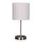 15" Silver Metal Table Lamp with White Fabric Shade by Ashland®